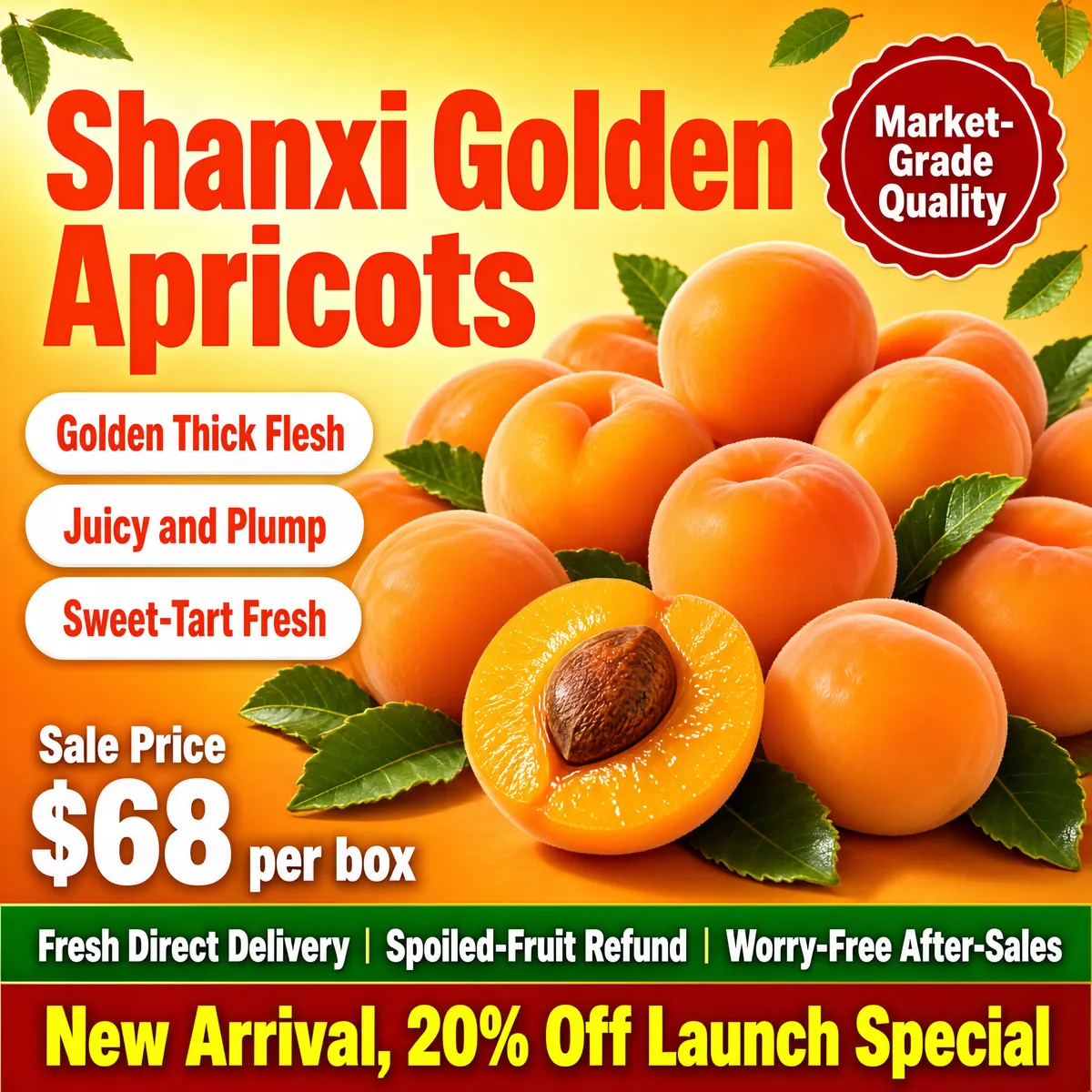 Shanxi Golden Apricots Fresh Sale Poster