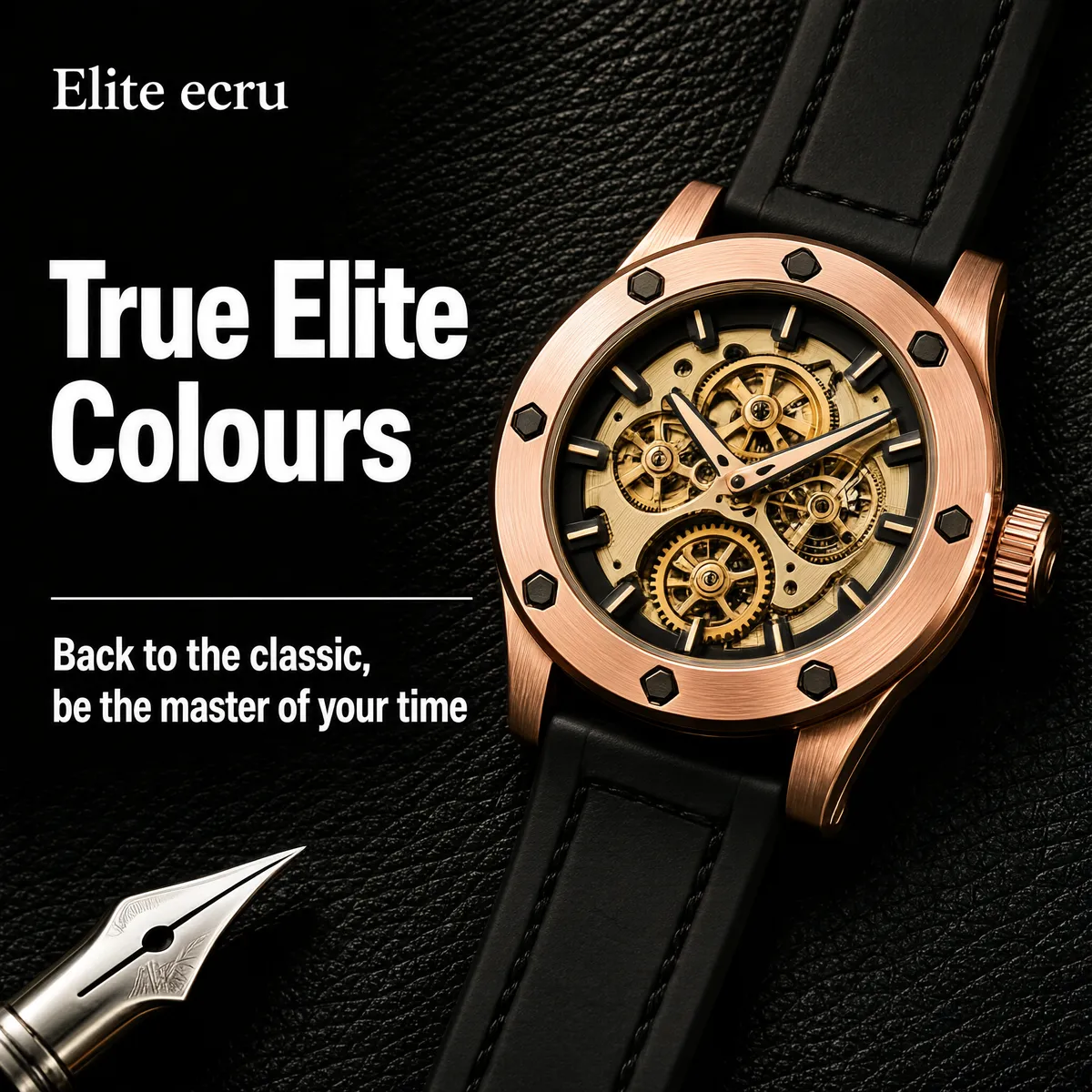 Elite Rose Gold Skeleton Watch