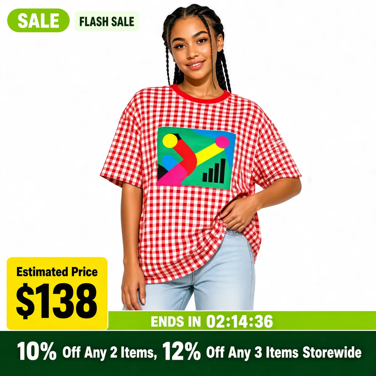 Red Gingham Tee Flash Sale