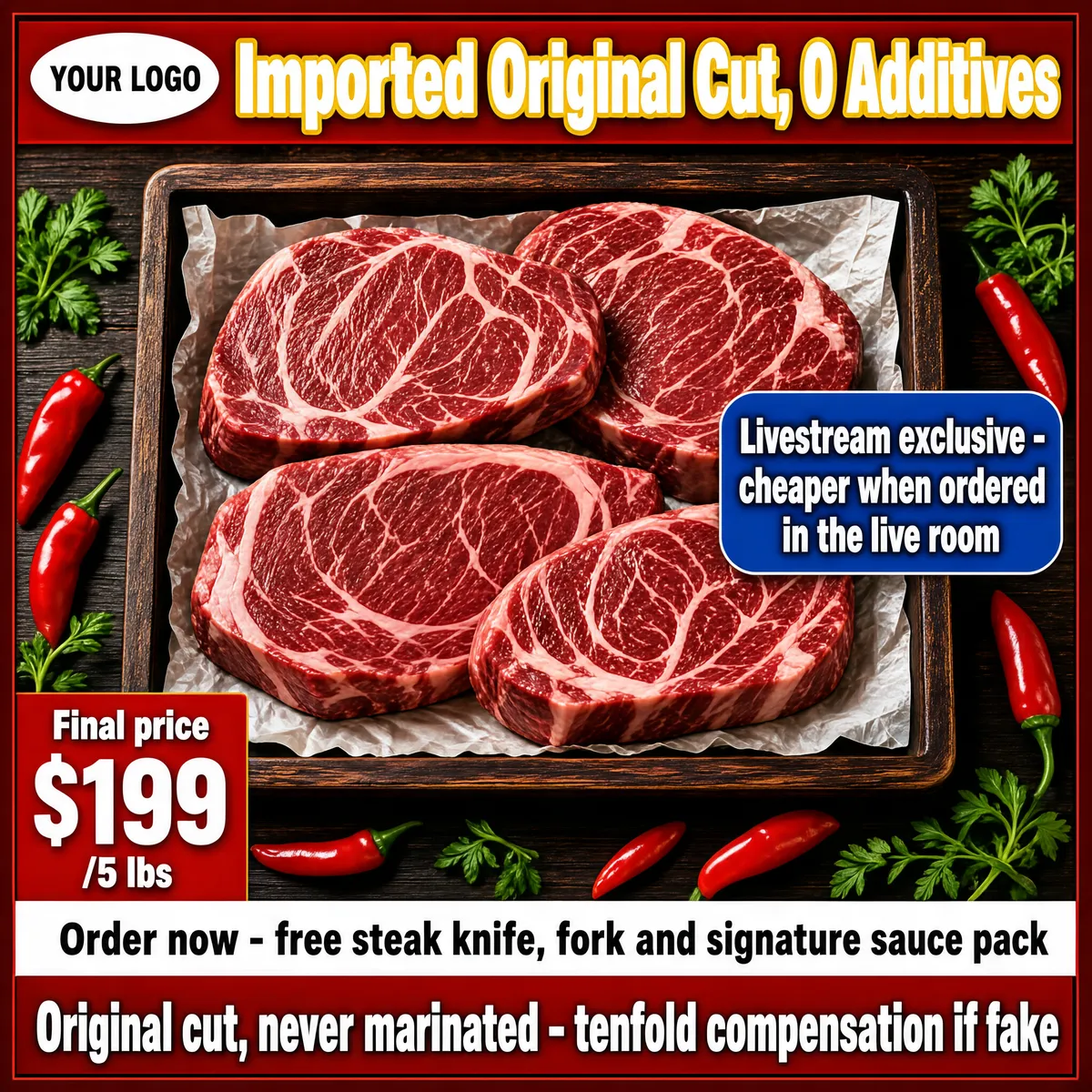Imported Prime Steak — Fresh & Pure
