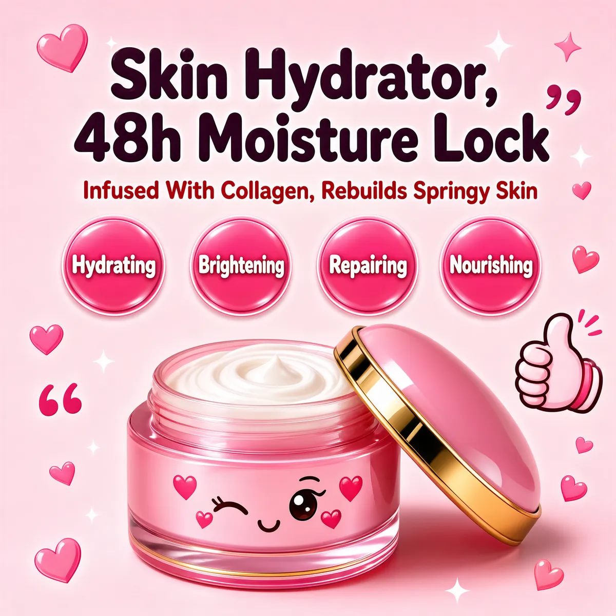 Kawaii Skincare Hydrator with Winking Cream Jar
