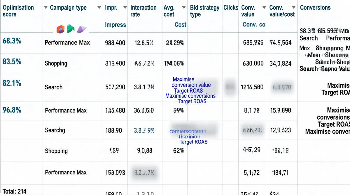 Google Ads Campaign Report Table