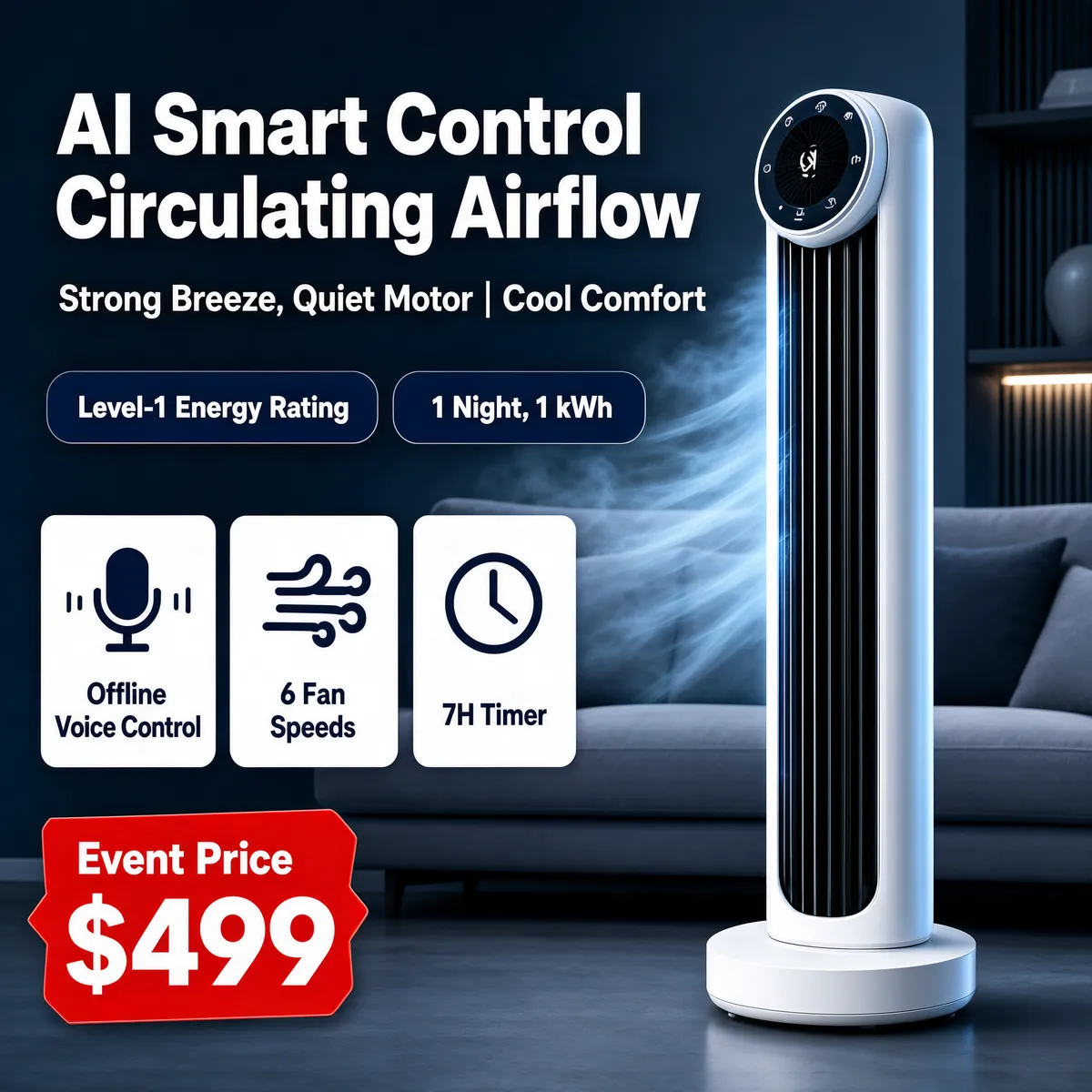 AI Smart Circulation Fan — Cool Comfort