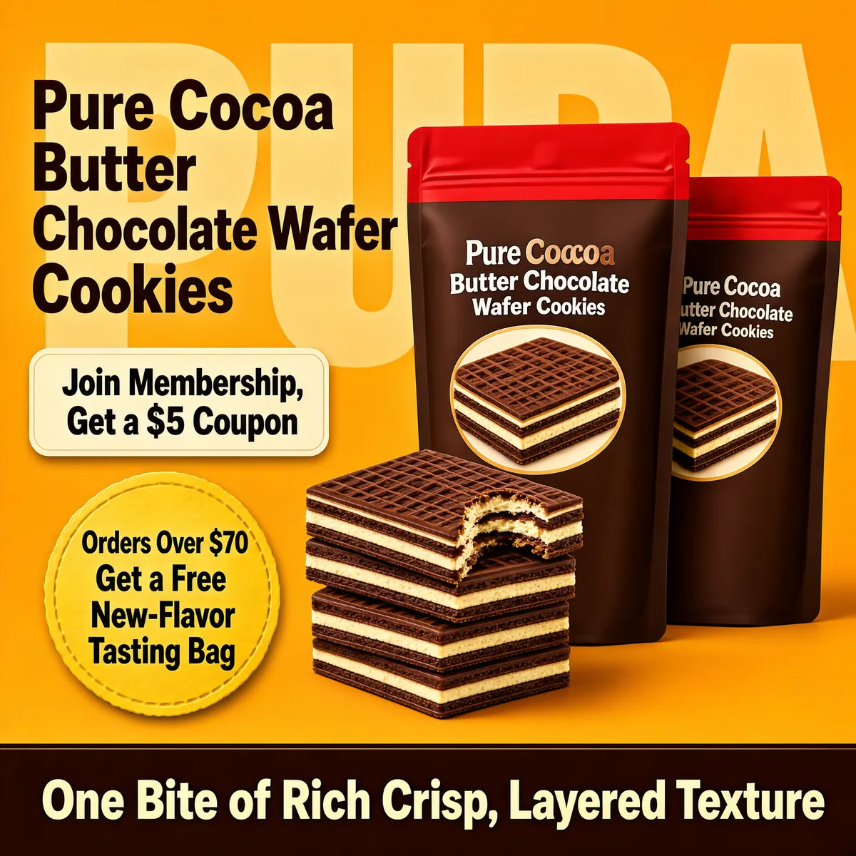 Pure Cocoa Butter Chocolate Wafer Cookies