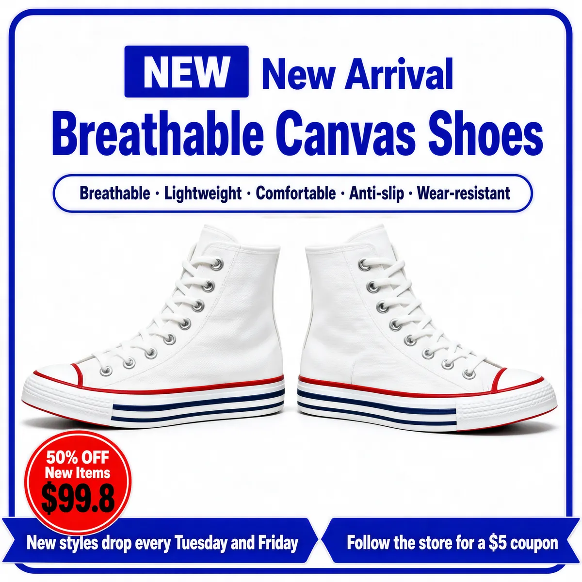 New Arrival Breathable Canvas Sneakers