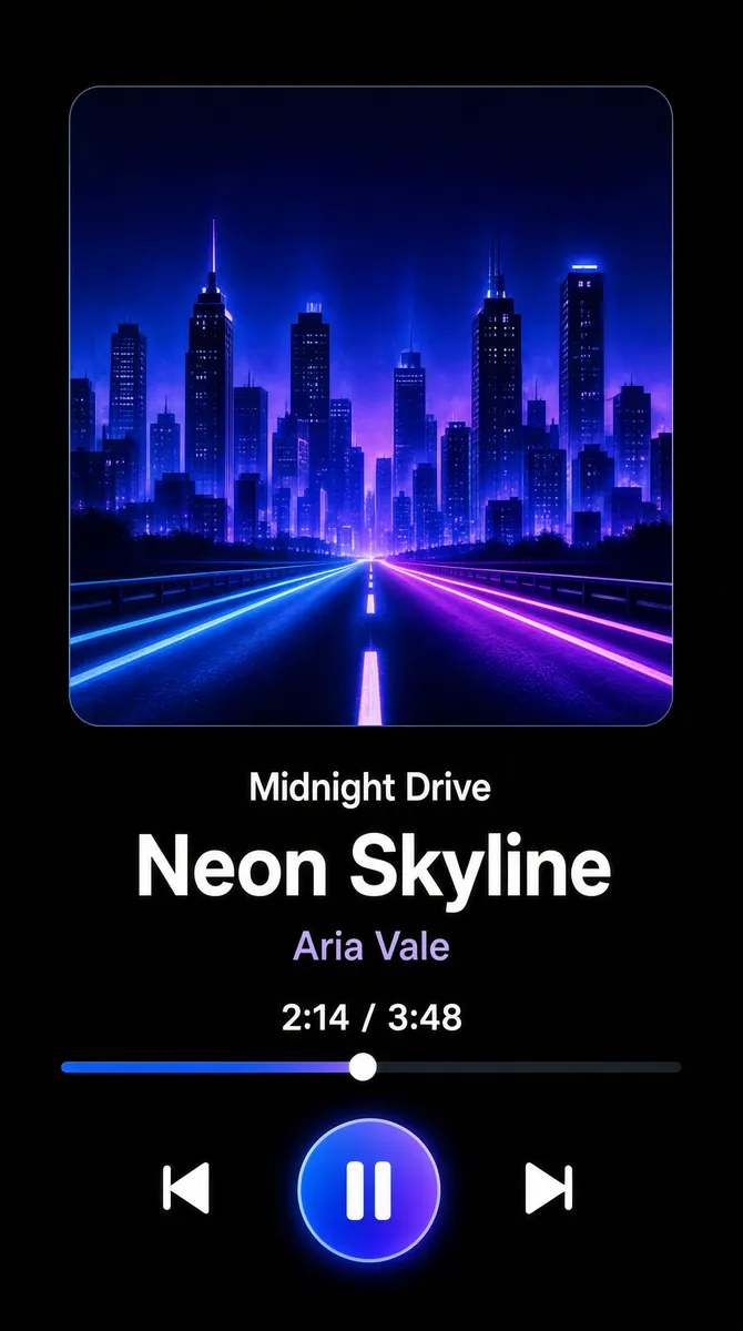 Midnight Drive Music App Screenshot