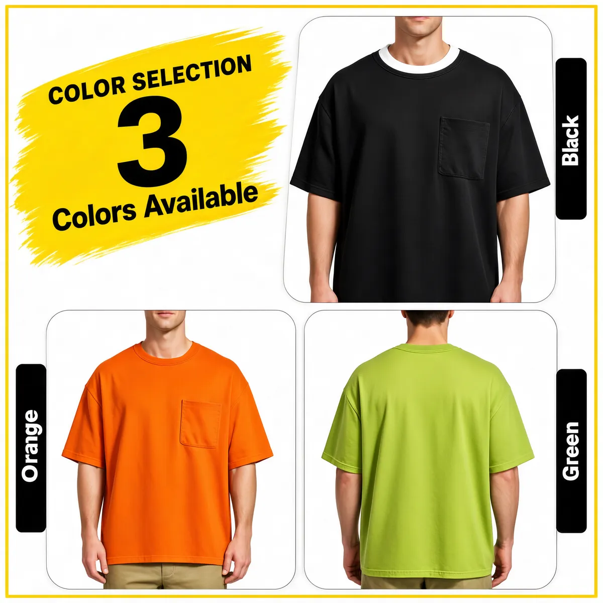 3 Colors Available Oversized Pocket Tees