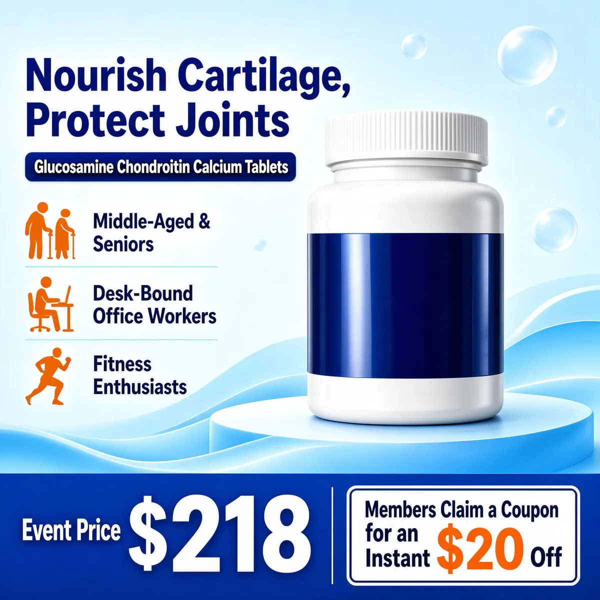 Joint Care Calcium Tablets - Glucosamine Supplement