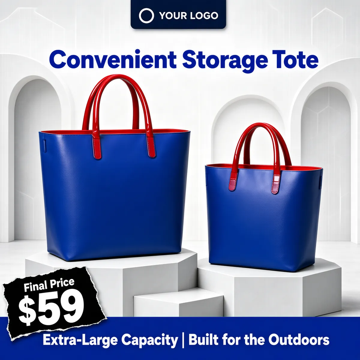 Cobalt Blue Tote Bag Product Display
