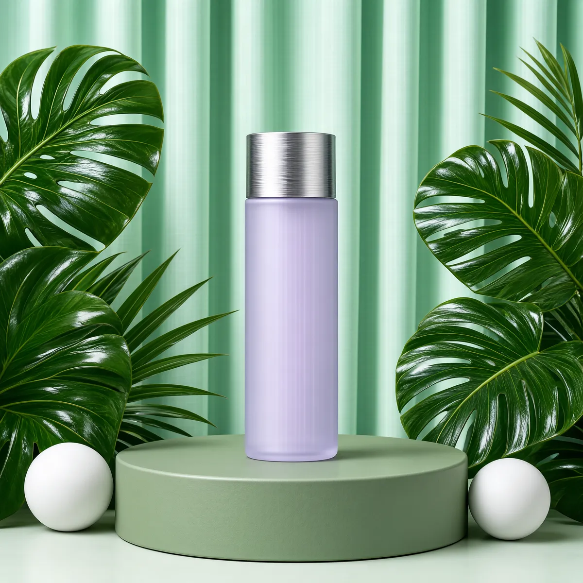 Lavender Toner Bottle on Botanical Stage