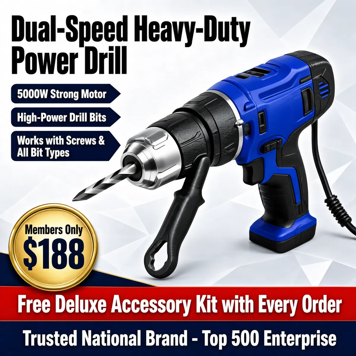 Heavy-Duty Dual-Speed Power Drill