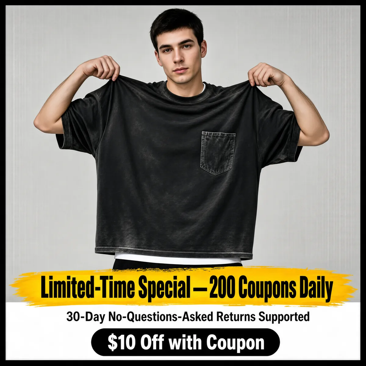 Streetwear Tee Promo with Yellow Highlight Bands