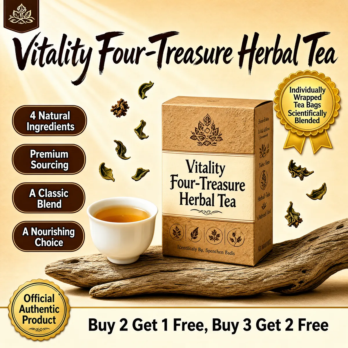 Vitality Four-Treasure Herbal Tea Product Poster