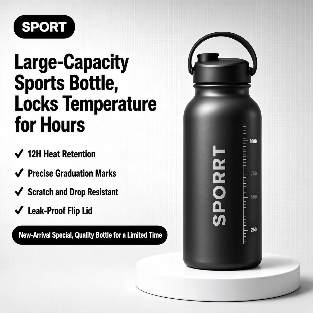 Large-Capacity Sports Bottle Product Promo