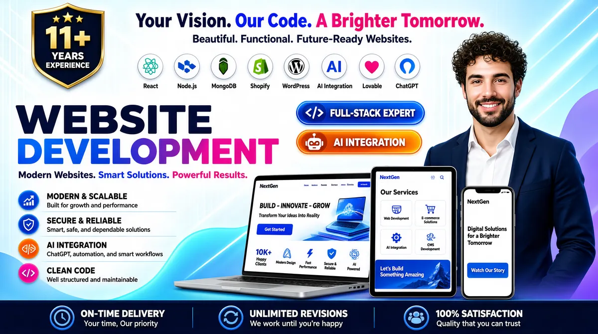 Professional Fiverr Gig Cover - Web Development Services