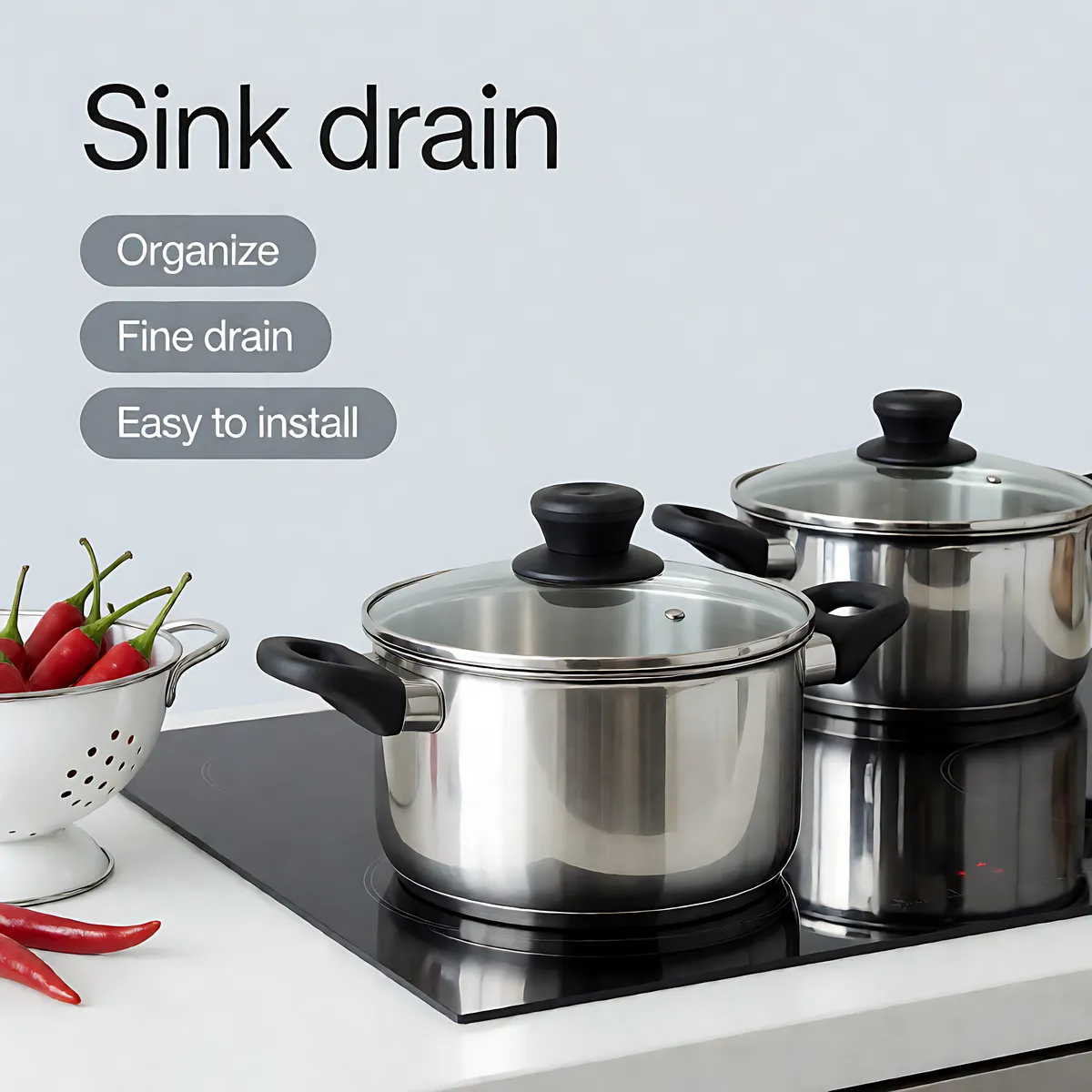 Stainless Steel Sink Drain Pot with Fine Mesh