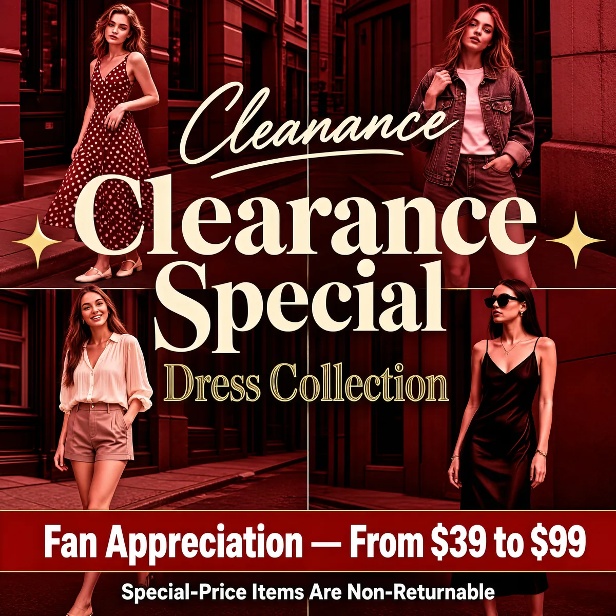 Fashion Clearance Sale Red Duotone Poster