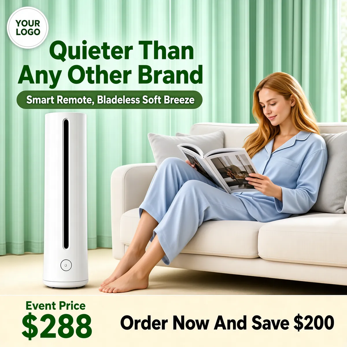Bladeless Tower Fan Product Ad