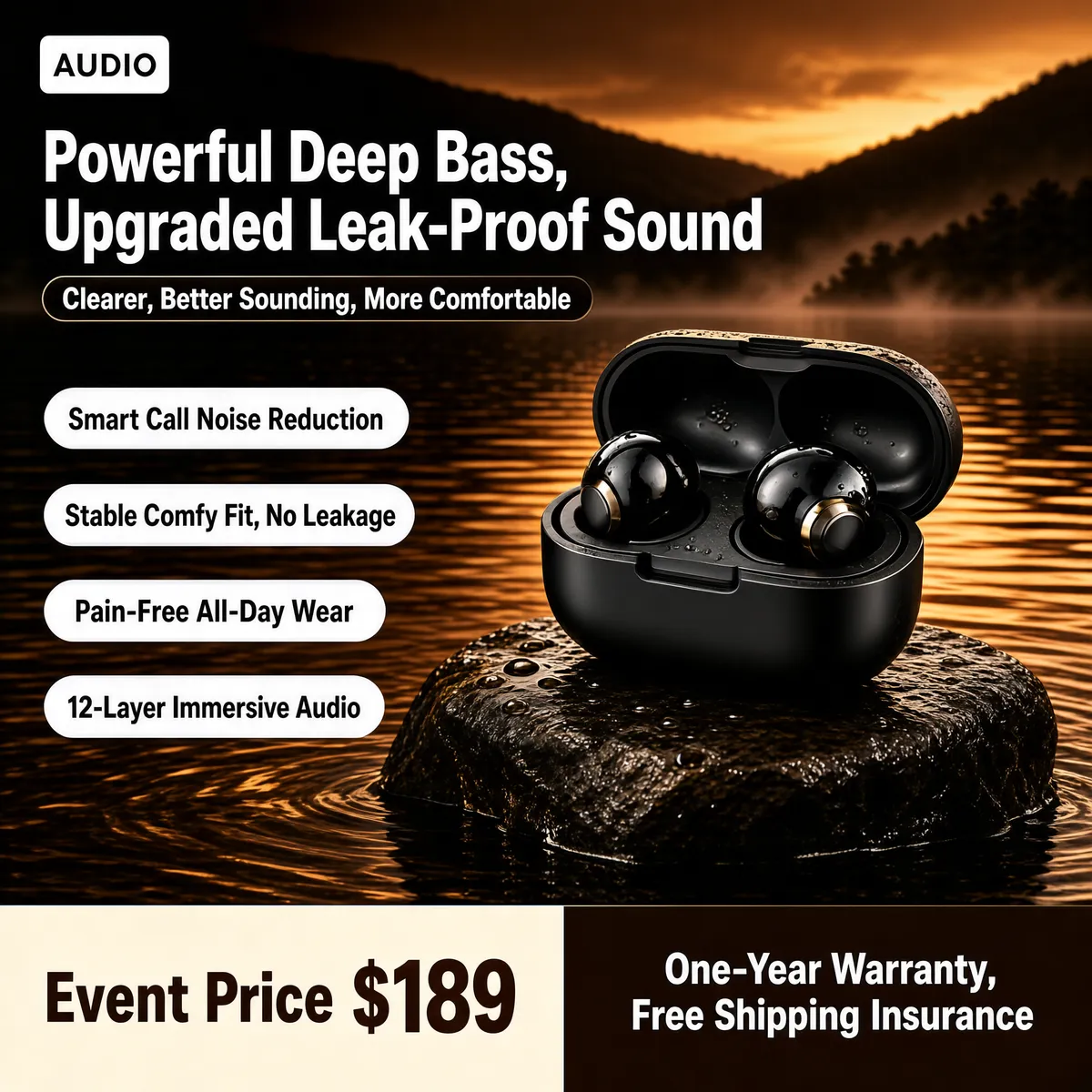 Premium Wireless Earbuds at Dusk