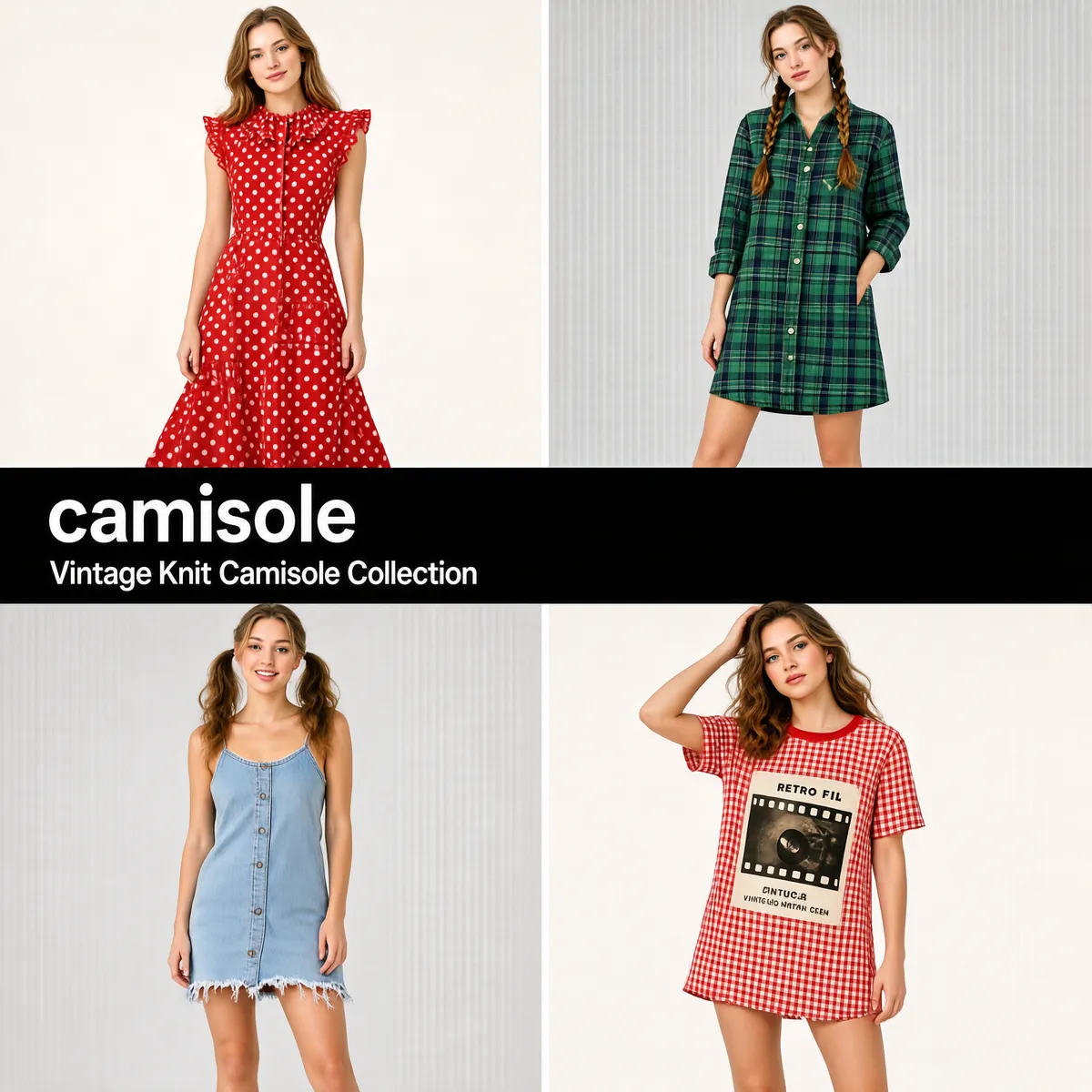 Vintage Knit Camisole Collection Fashion Collage