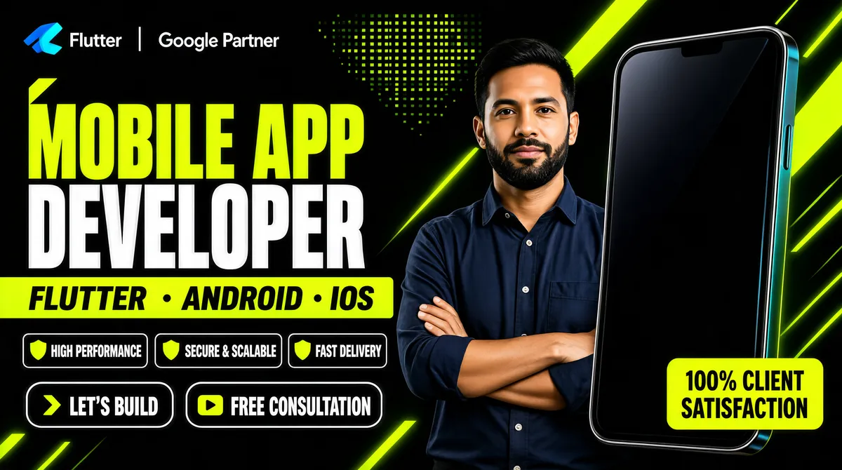 Mobile App Developer Neon Promo Cover
