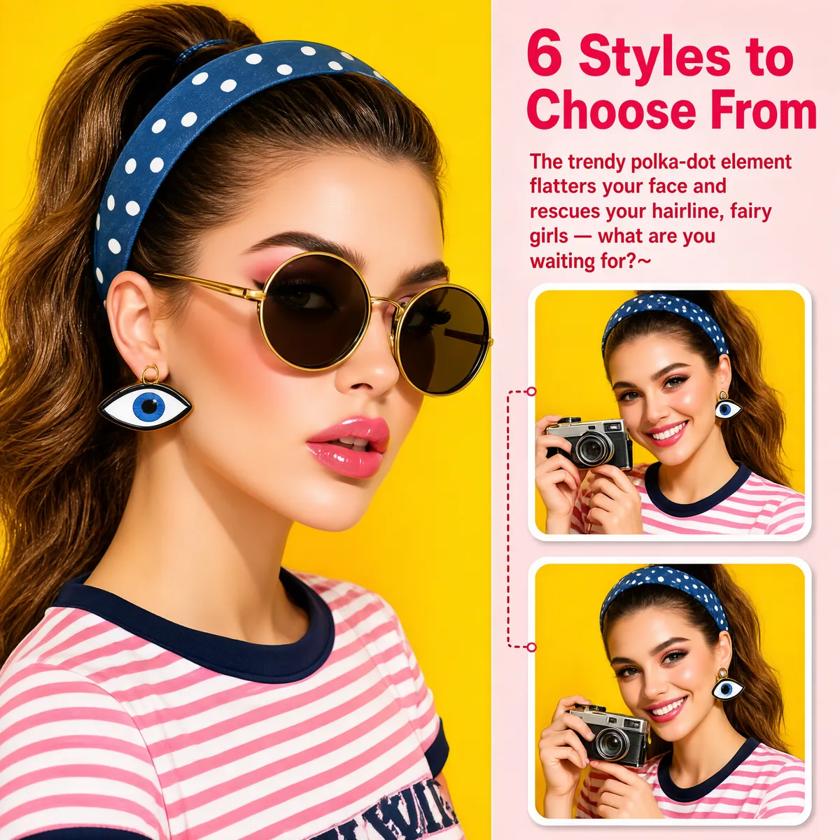 Polka-Dot Headband & Eye Earring Set