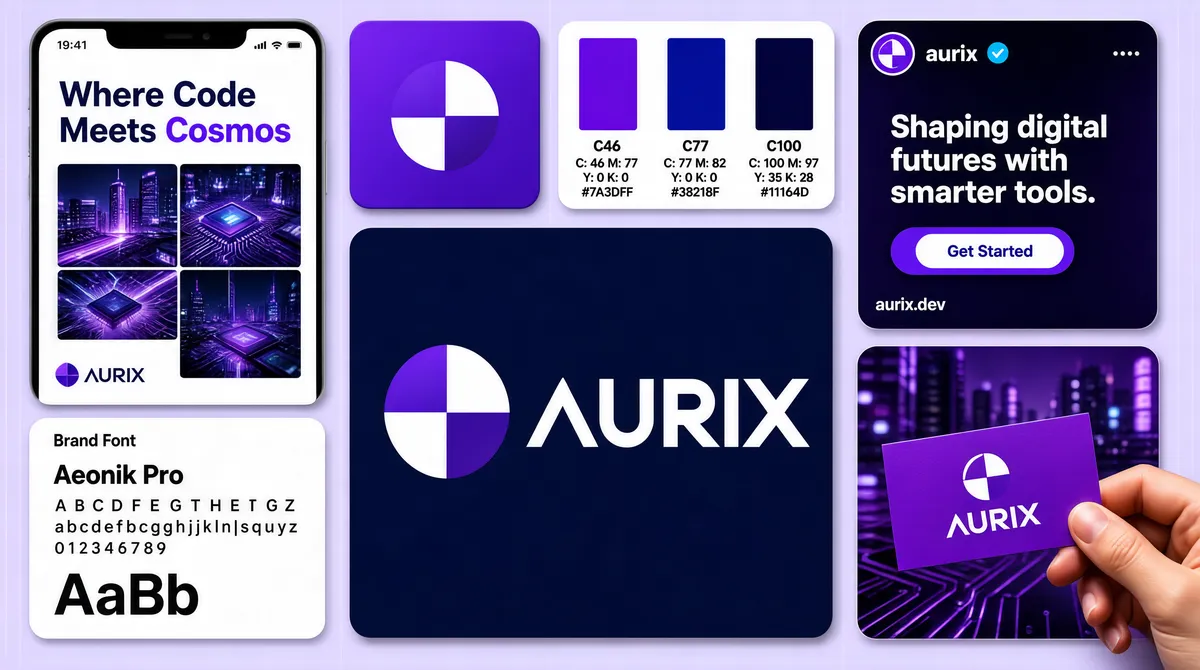 Electric Violet Tech Brand Style Guide Board