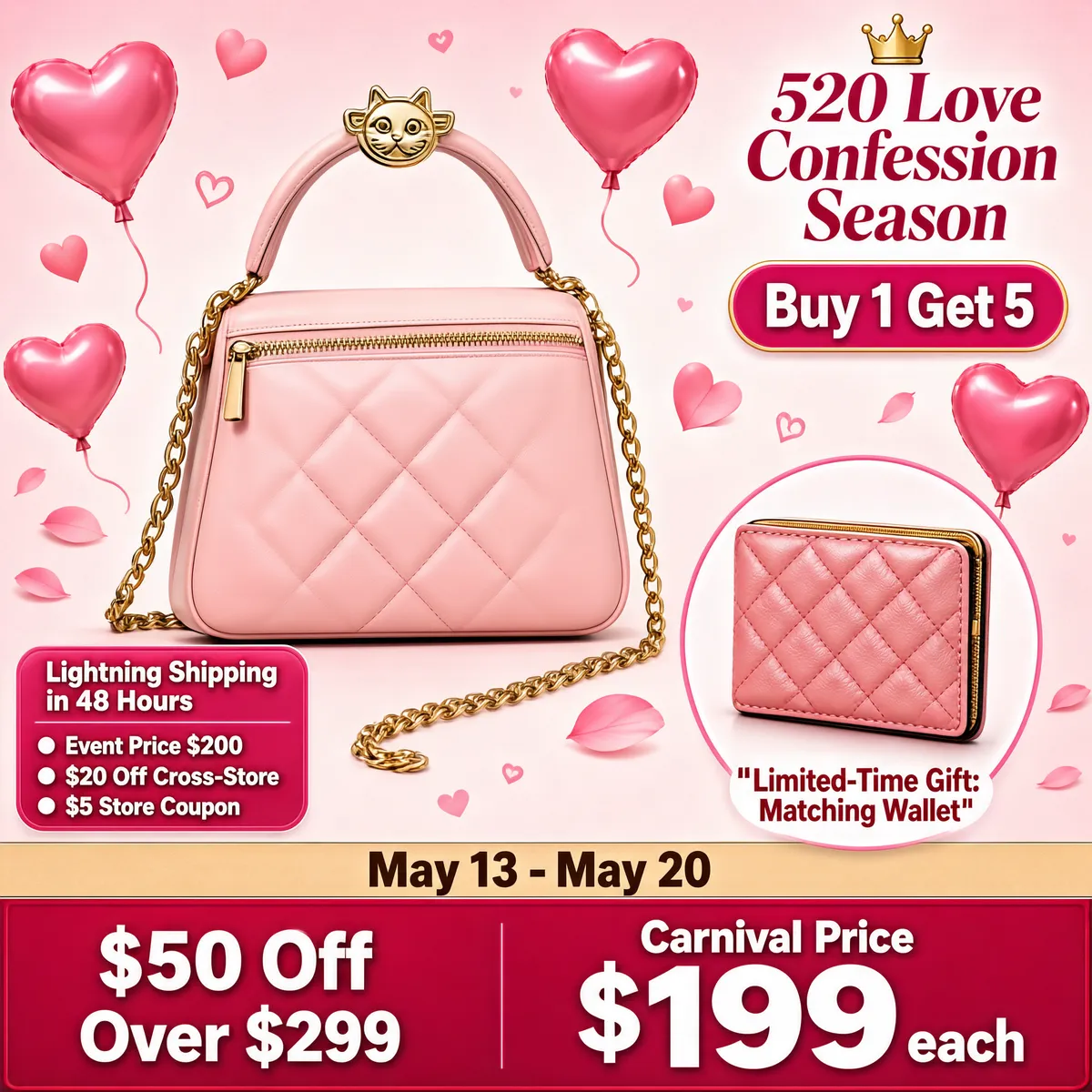 Romantic Pink Valentine Handbag Promotion