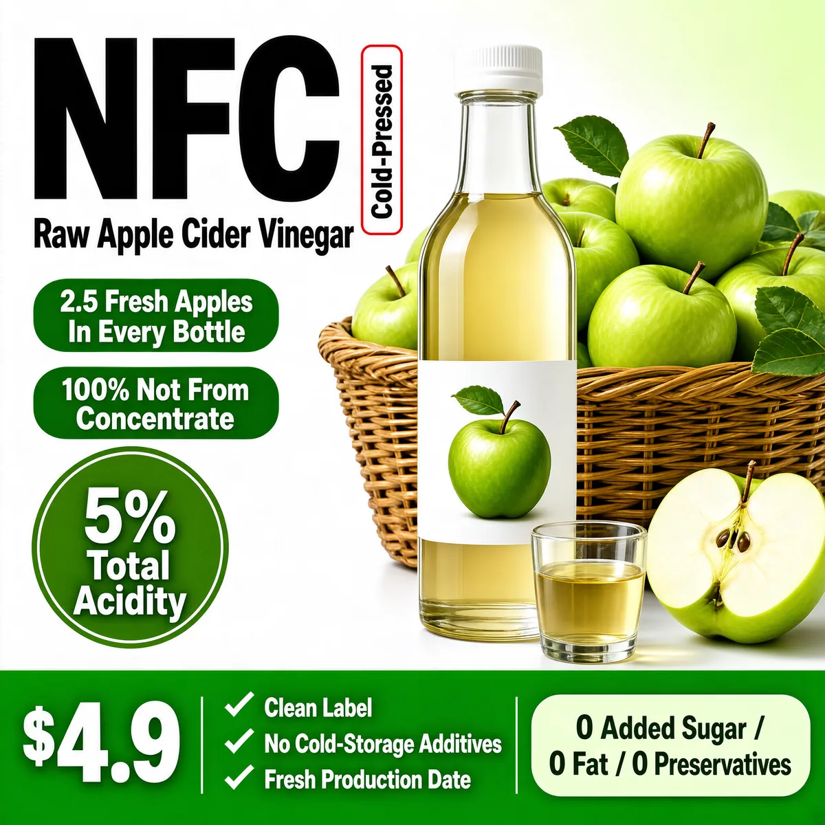 Raw Apple Cider Vinegar E-Commerce Product Image