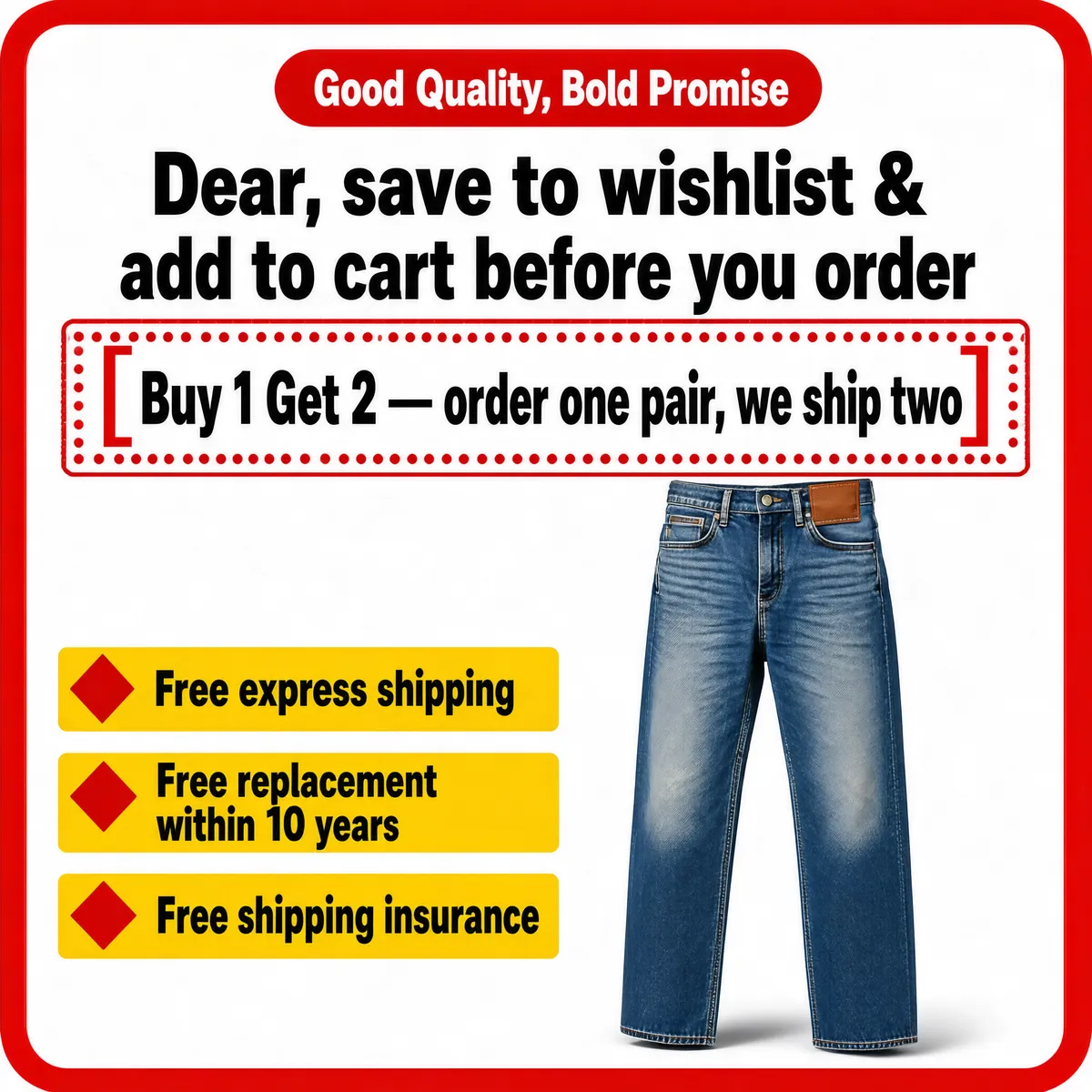 Buy 1 Get 2 Flash Sale Jeans