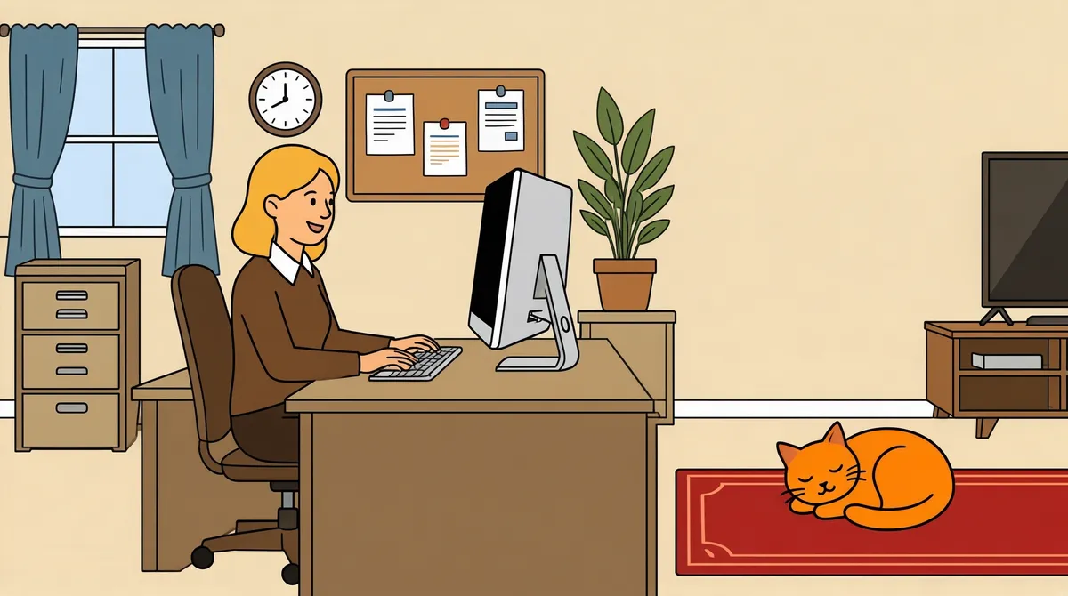 Cozy Home Office Vector Illustration