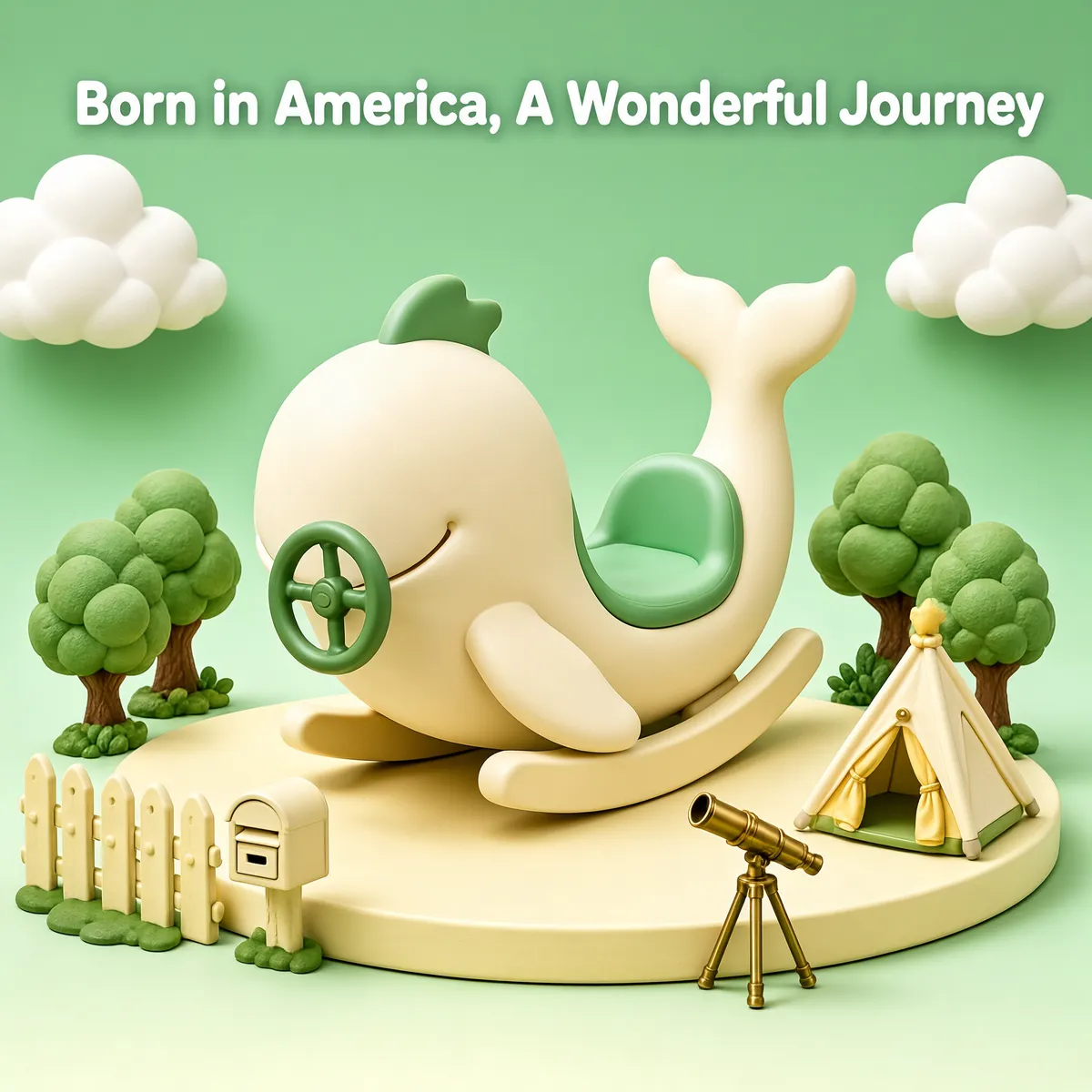 Whimsical Whale Rocker Toy Diorama