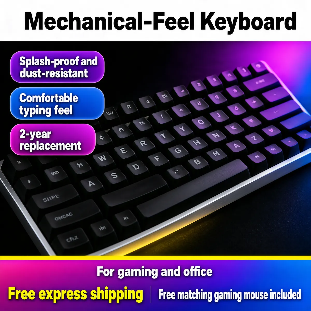 Neon-Glow Mechanical Keyboard Promo