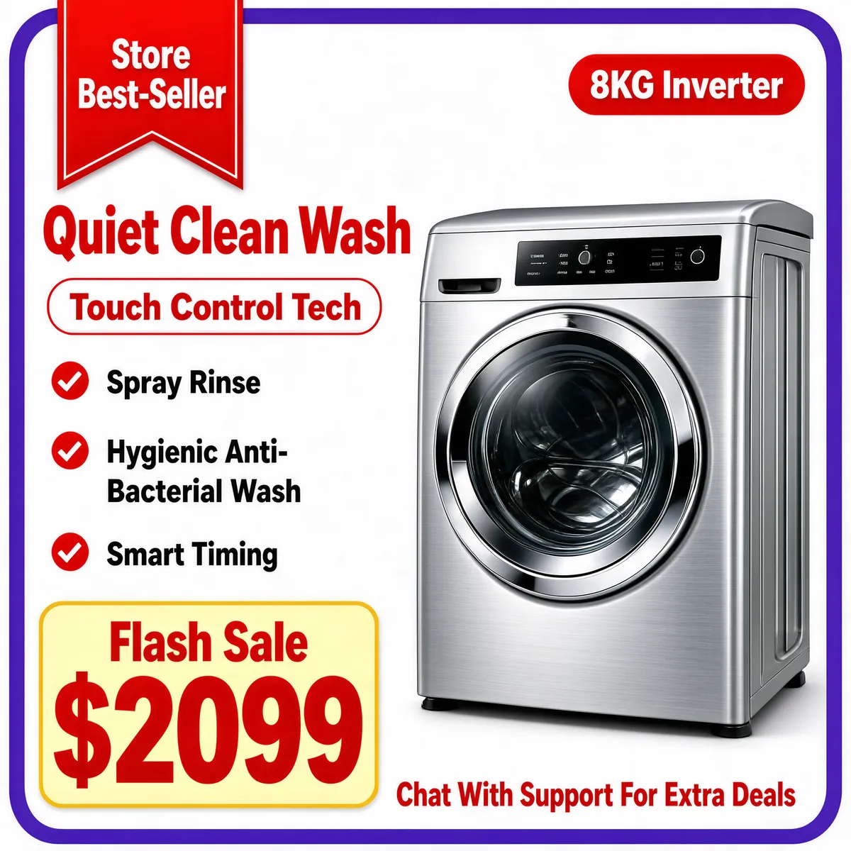 Silver Washing Machine Flash Sale