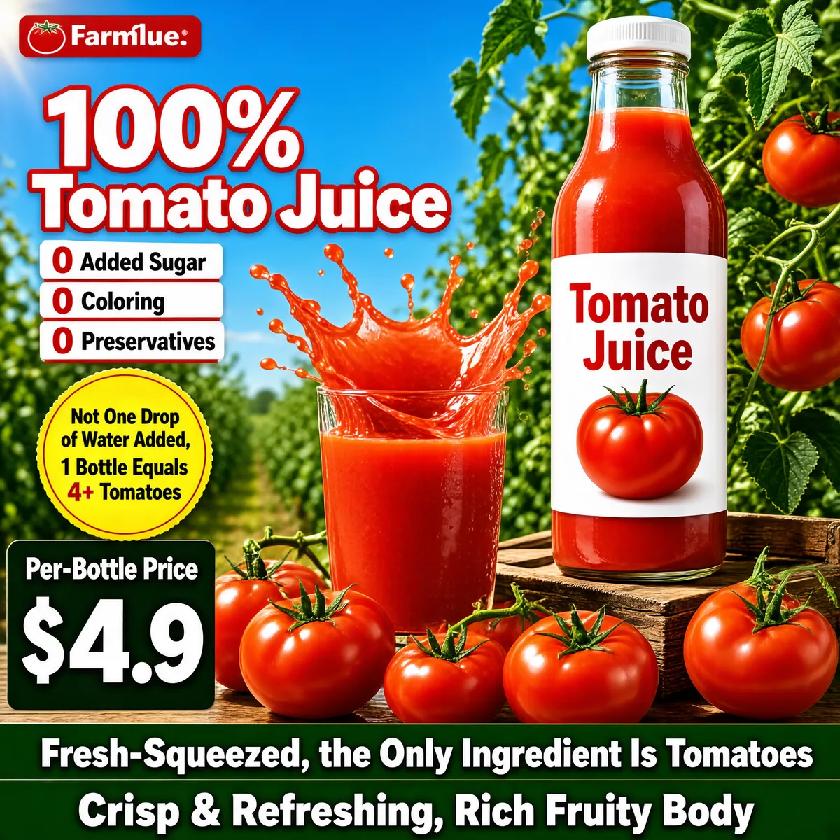 Fresh Farm Tomato Juice Product Poster