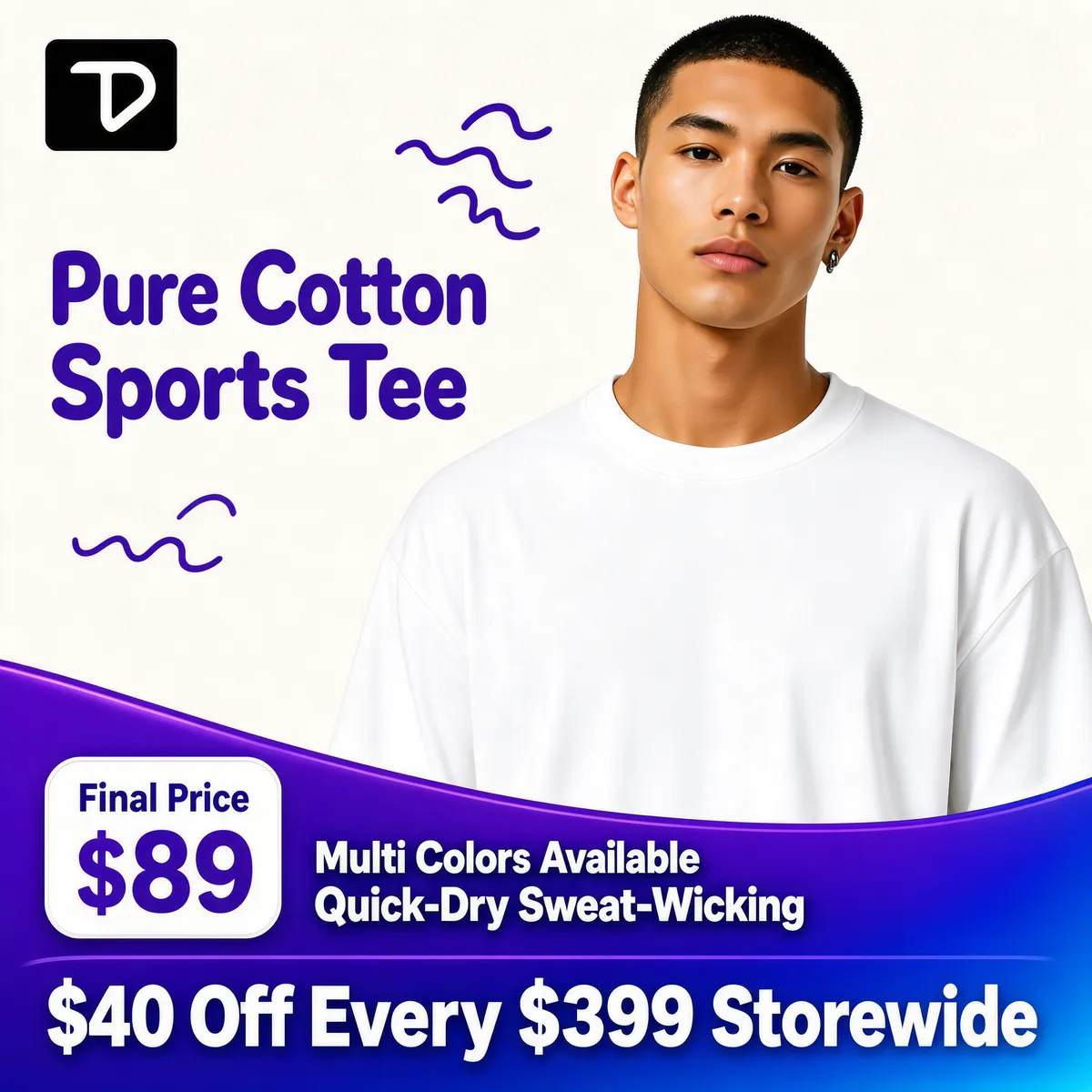 Pure Cotton Sports Tee Product Shot