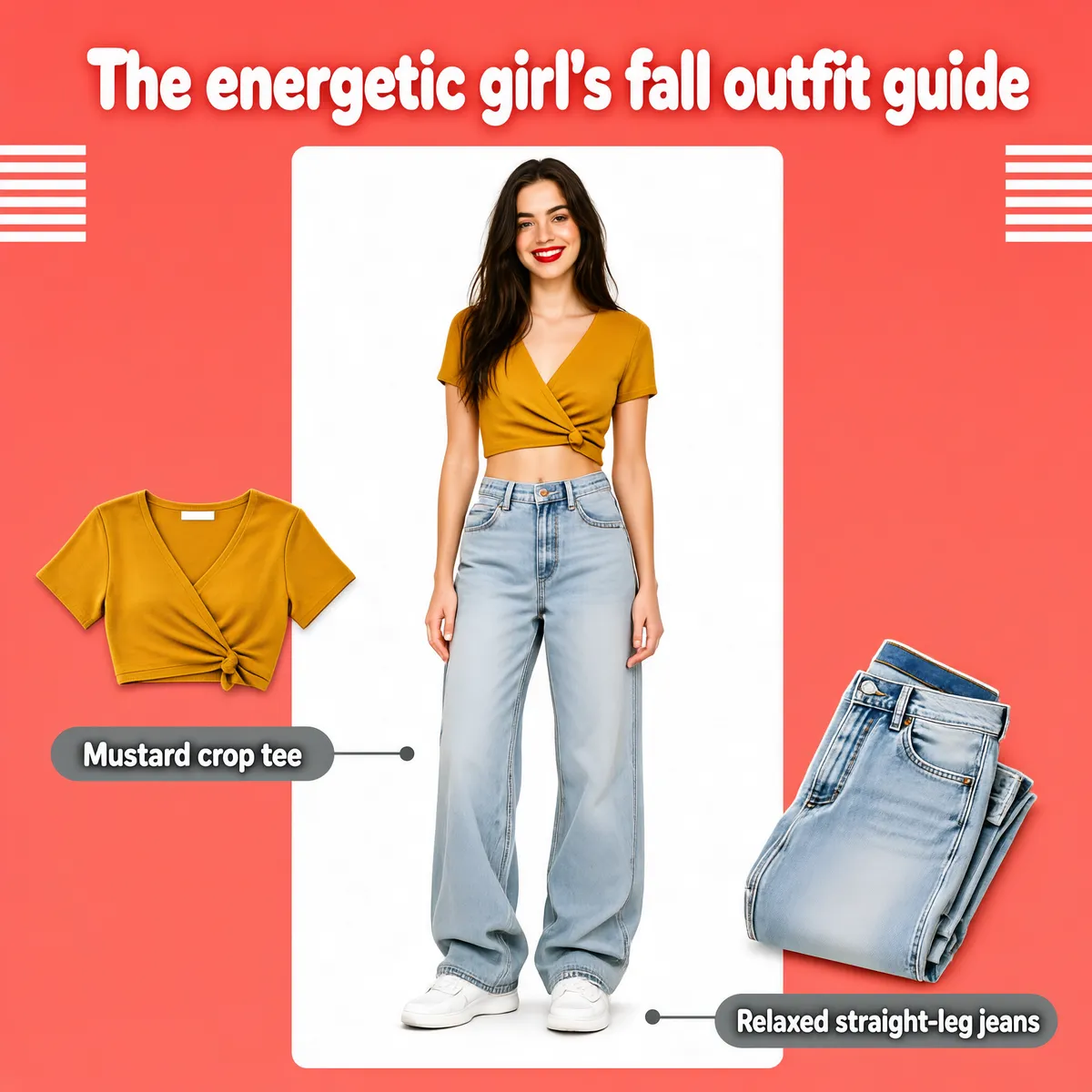 Fall Outfit Guide Mustard Crop Tee and Jeans