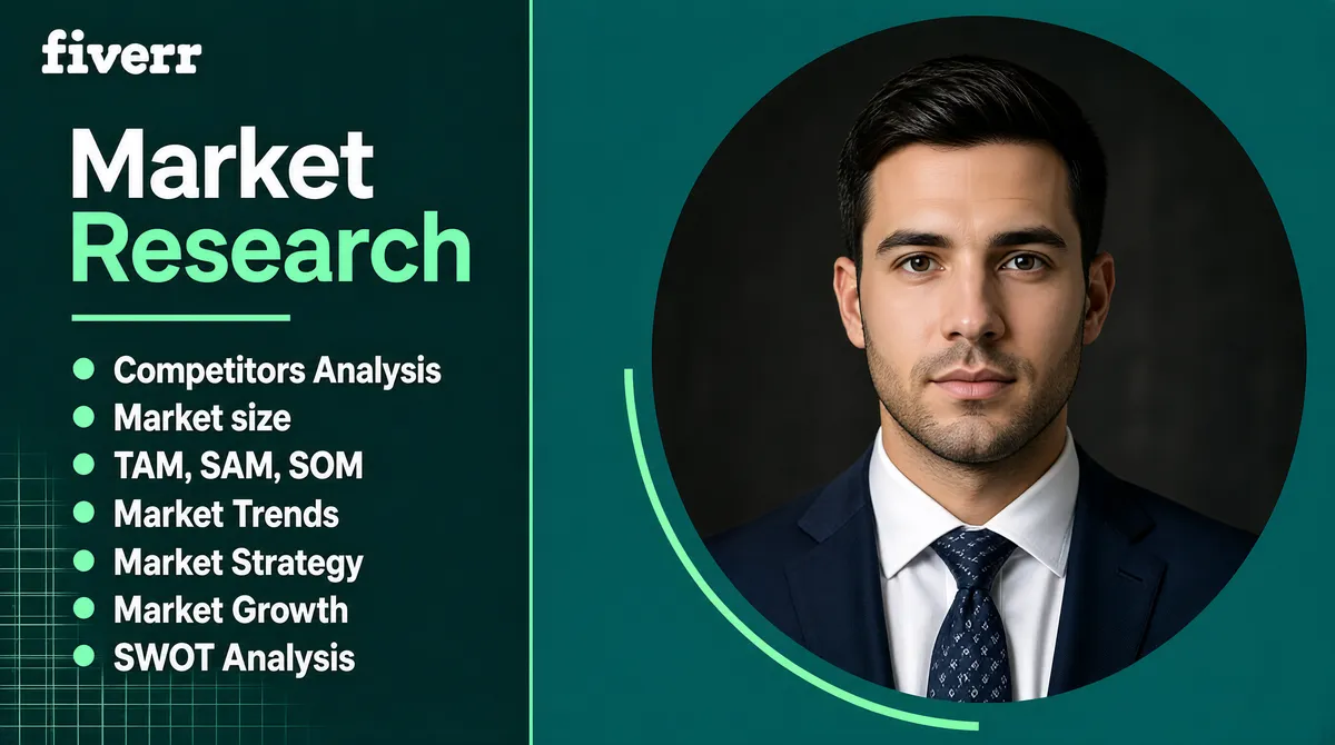 Deep Teal Market Research Fiverr Gig Cover