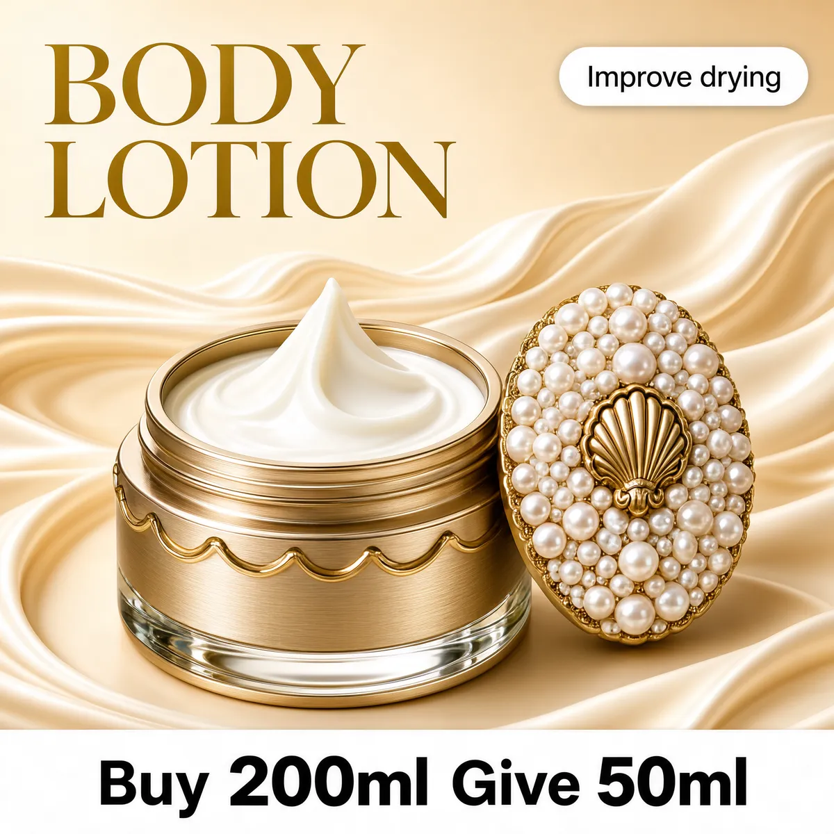 Luxury Gold Cream Jar with Pearl Lid