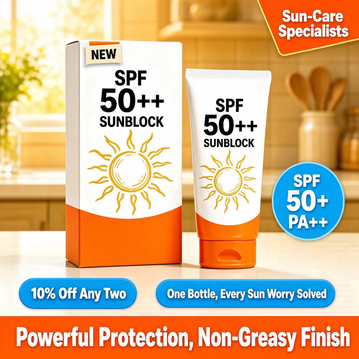 SPF 50+ Sunblock Suncare Product Display