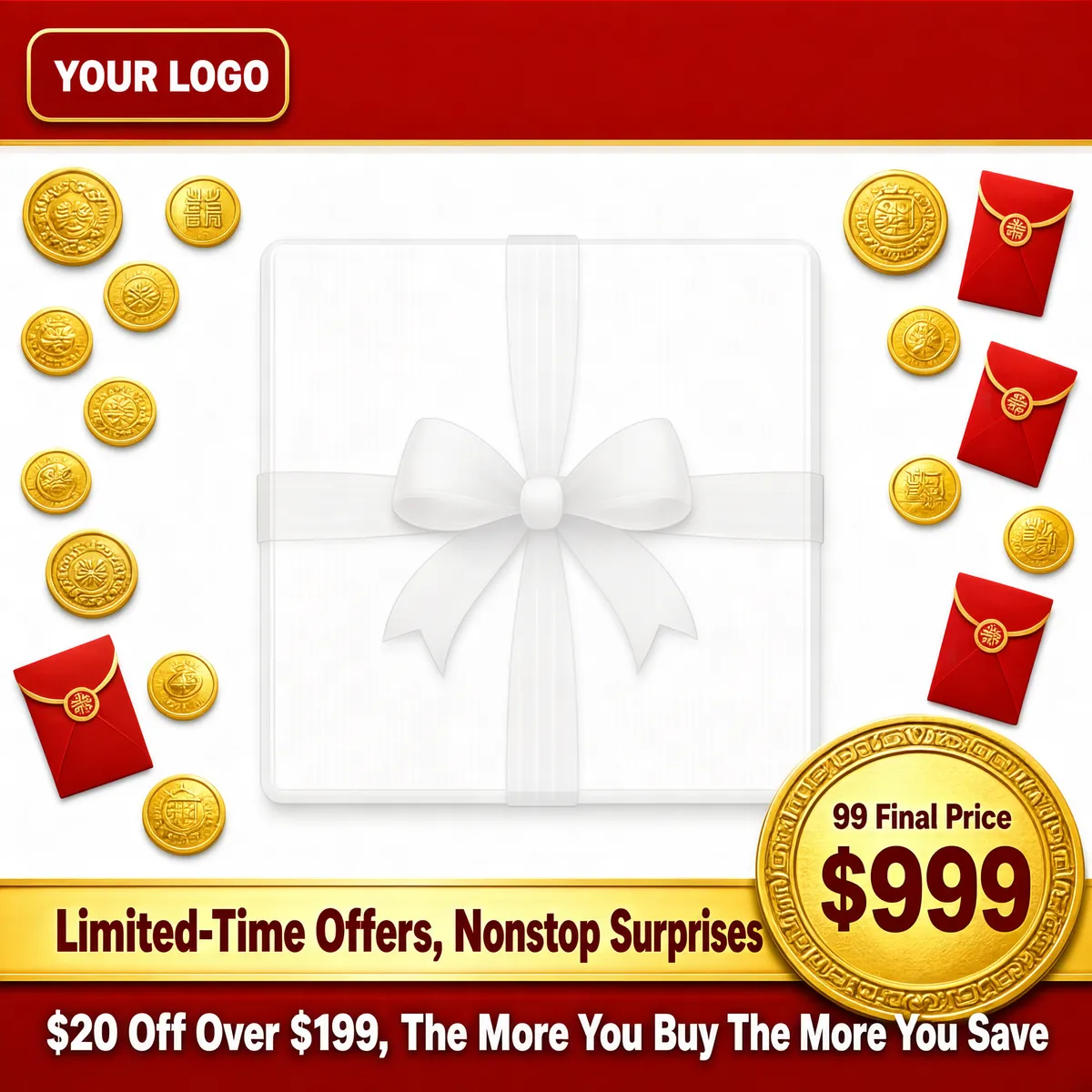 Lavish Gold Red Festival Sale Banner