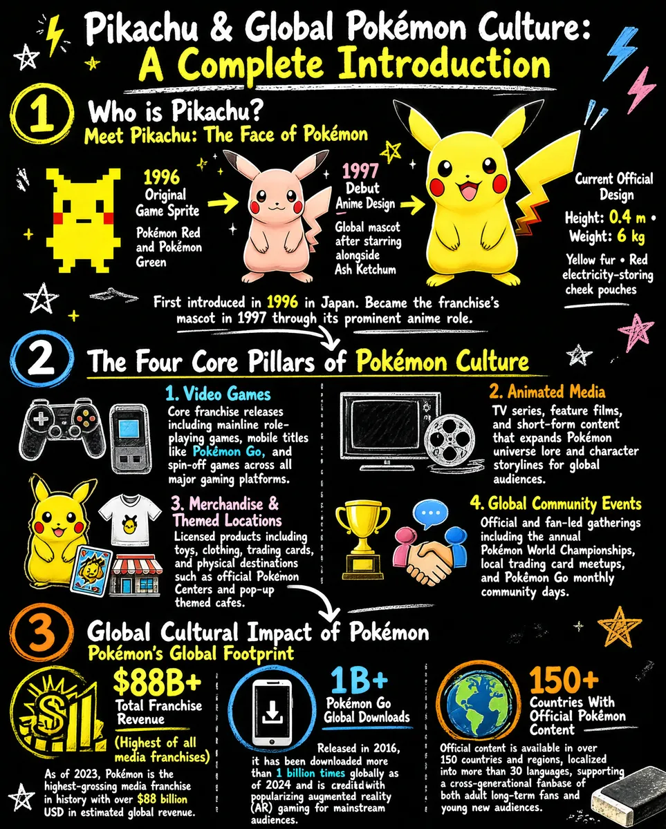 Pikachu & Global Pokémon Culture Infographic
