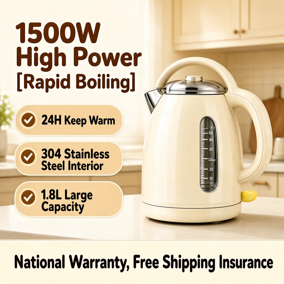 1500W Electric Kettle — Rapid Boiling