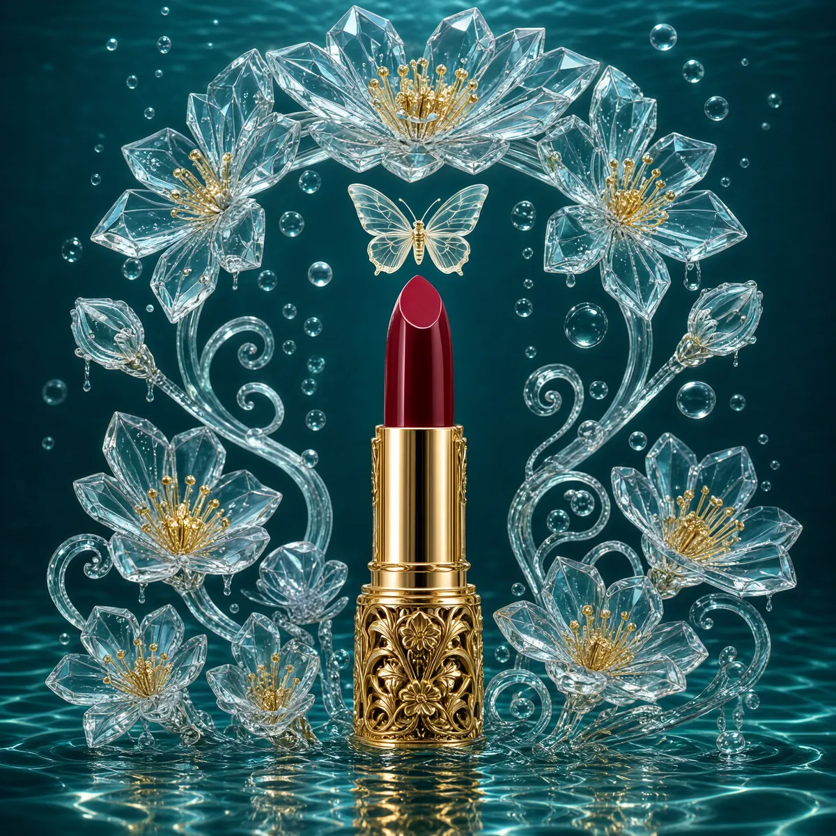 Crystal Lipstick Underwater Still Life