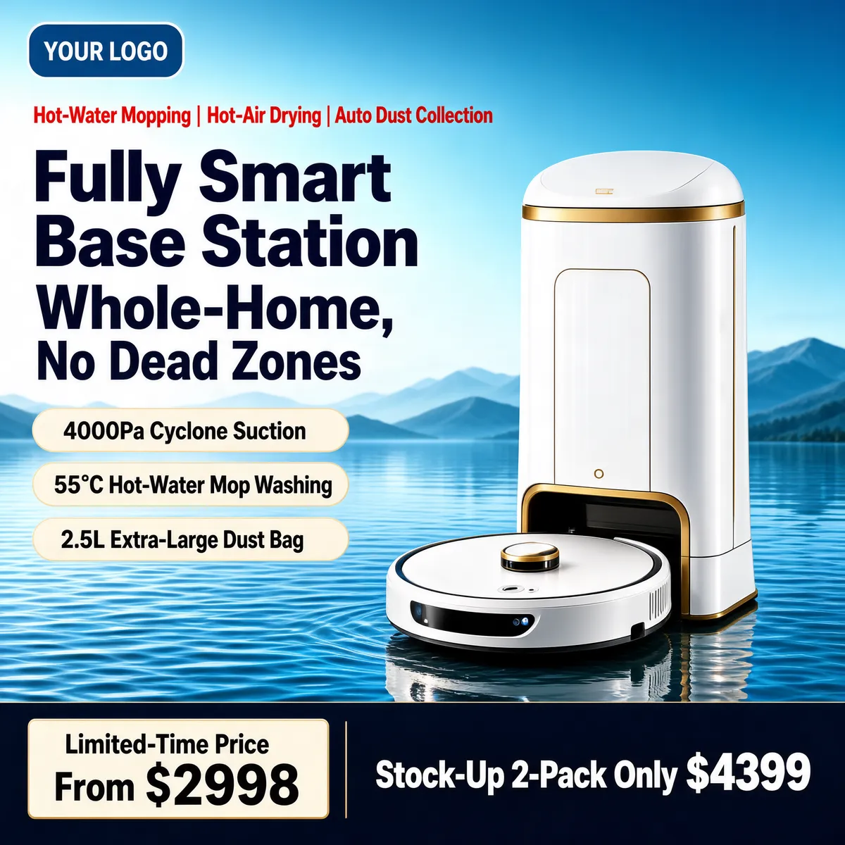 Smart Robot Vacuum with Hot-Water Mopping