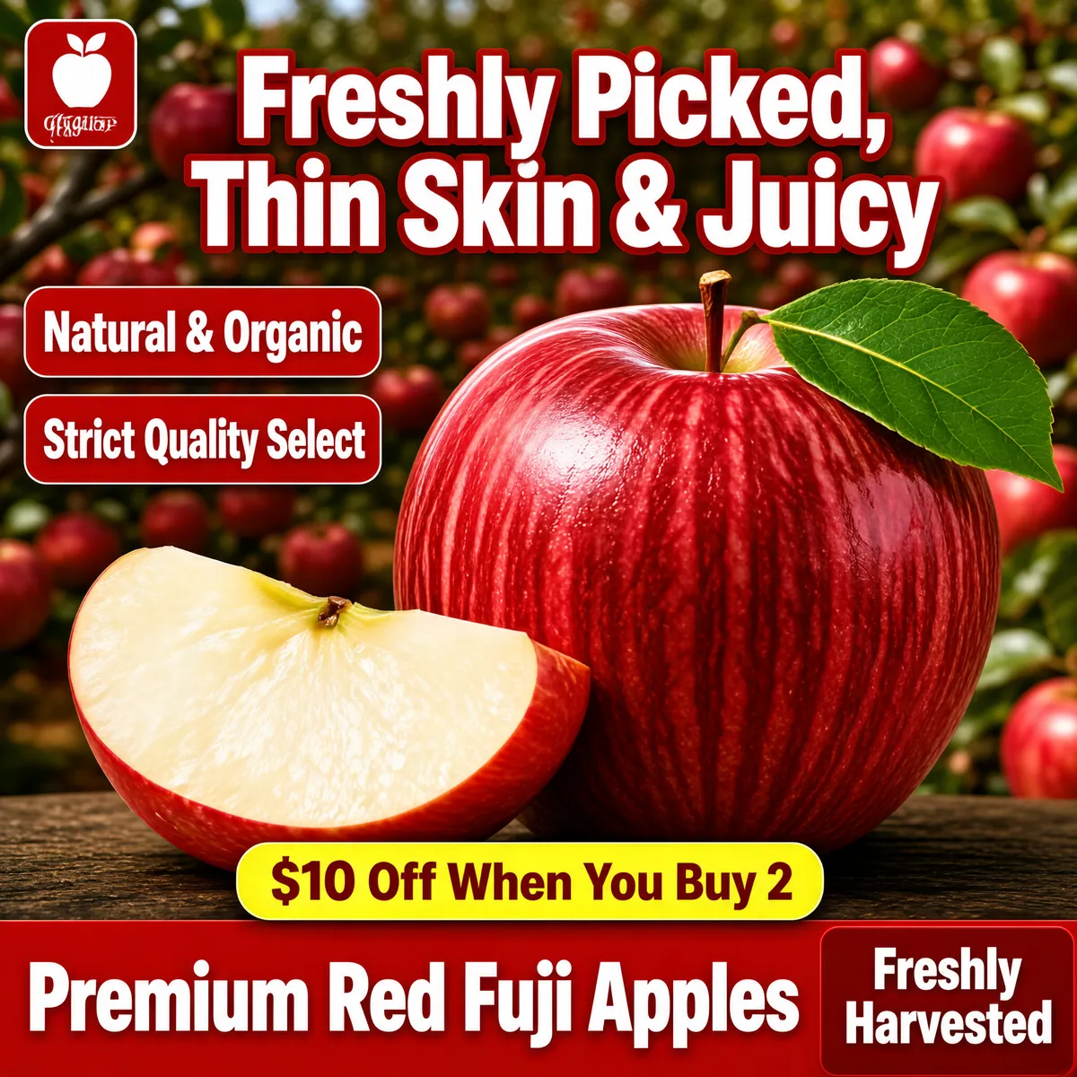 Fresh Fuji Apples Organic Promo