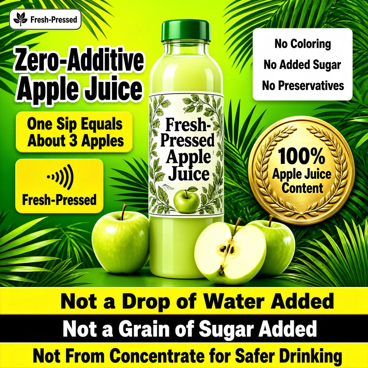 Fresh-Pressed Zero-Additive Apple Juice