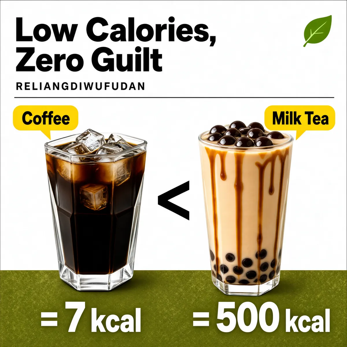 Low Calories Zero Guilt Coffee Versus Milk Tea