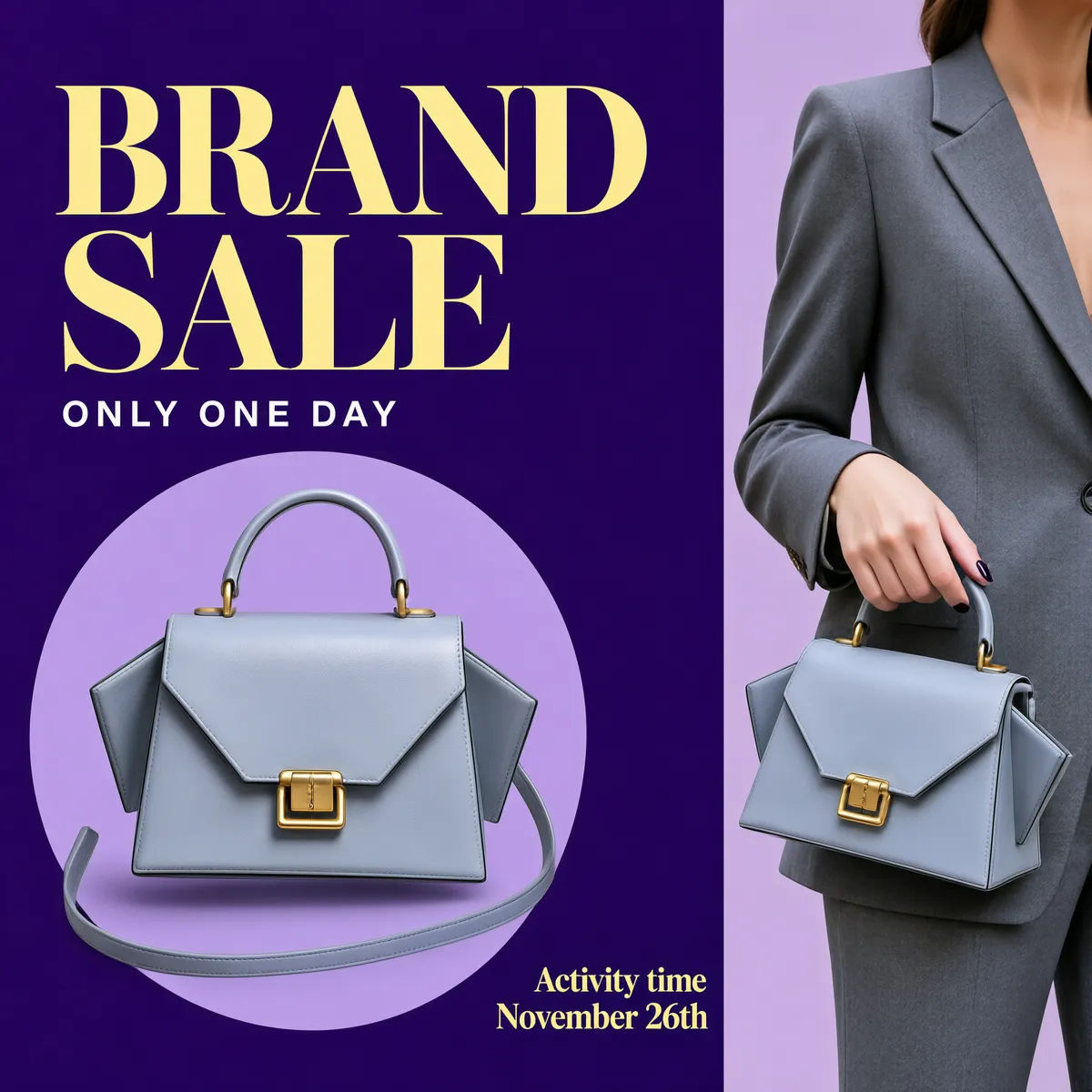 Brand Sale Purple Fashion Handbag Poster