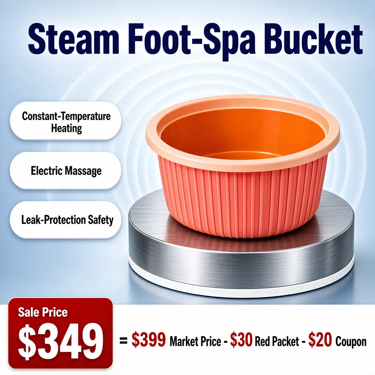 Steam Foot Spa Bucket with Massage